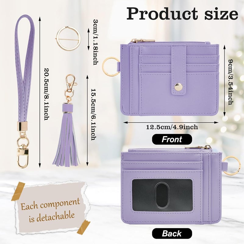 KNGITRYI Small Wristlet Wallets for Women RFID Credit Card Holder Wallet Keychain Wristlet Wallet Credit Card Wallets for Women (Purple) - Image 2